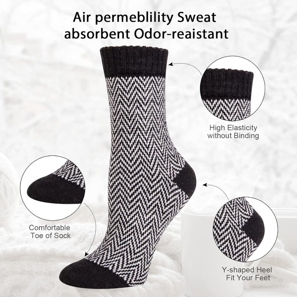 Womens Wool Socks, Stocking Stuffers Gifts for Women Men Warm Soft Crew Boot Soc - Picture 3 of 6